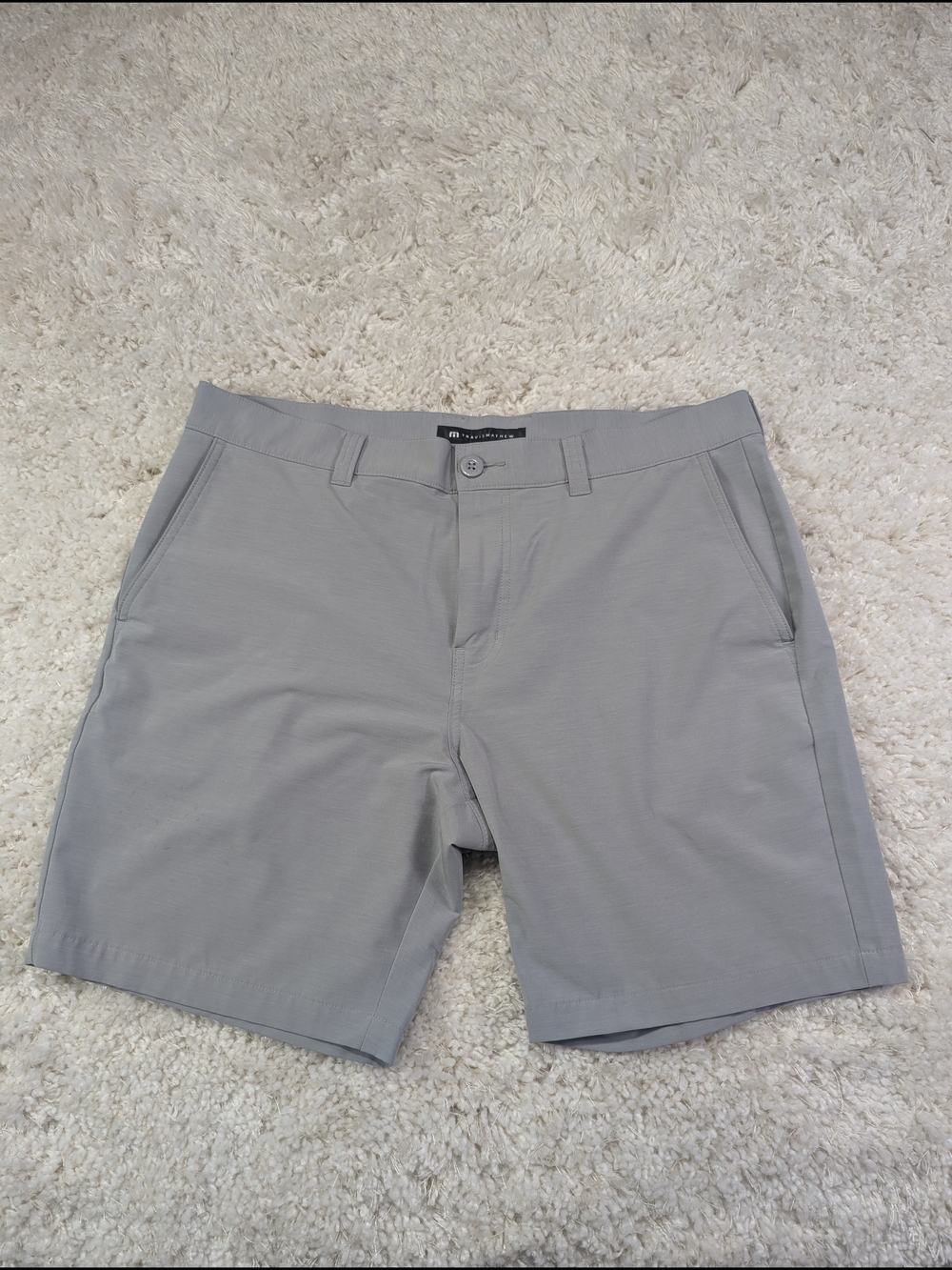 Travis Mathew Light Gray Flat-Front Performance Shorts